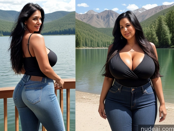 related ai porn images free for Woman One Huge Boobs Big Ass Thick Big Hips 40s Black Hair Long Hair Native American Lake Jeans Blouse Cleavage