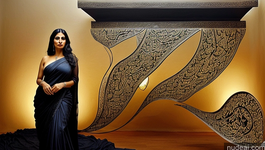 related ai porn images free for Milf One Busty 40s Sexy Face Black Hair Arabic Surrealist Bedroom Front View Long Hair Sari