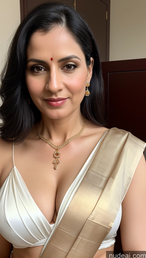 related ai porn images free for Woman One Perfect Boobs Fairer Skin 40s Black Hair Sari Cleavage Close-up View Blouse White