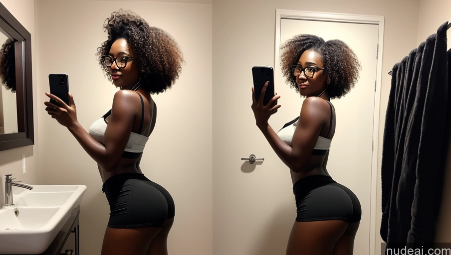 related ai porn images free for Woman One Perfect Boobs Beautiful Glasses Big Ass Big Hips Perfect Body Short 18 Seductive Black Hair Curly Hair African Mirror Selfie Bathroom Front View Bending Over Shirt Short Shorts Cleavage Dark Lighting Detailed