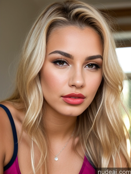 related ai porn images free for Woman Perfect Boobs Beautiful Lipstick Tanned Skin 18 Pouting Lips Long Hair Blonde British Close-up View Tank Top Cleavage