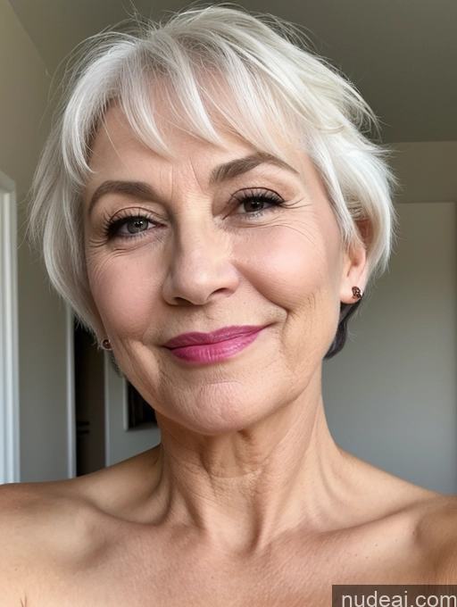 related ai porn images free for Pouting Lips Milf Two Lipstick Beautiful Perfect Boobs Short 70s Happy White Hair Short Hair