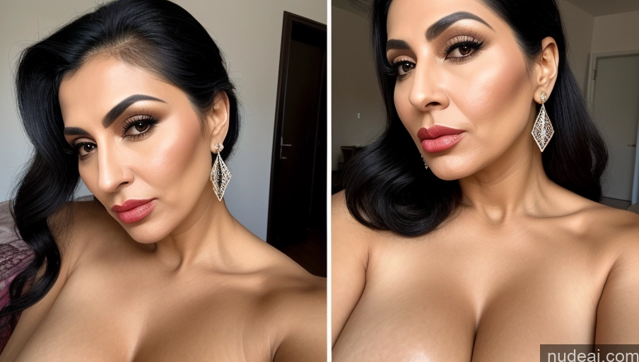 related ai porn images free for Milf Perfect Boobs 40s Black Hair Arabic Surrealist Bedroom Front View Nude Ponytail Pouting Lips