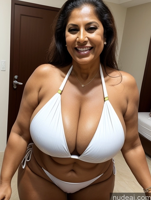 related ai porn images free for Milf One Busty Huge Boobs Thick Tanned Skin Front View Microkini Thong Laughing 60s Indian Maid