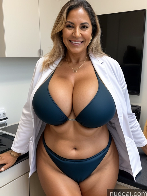 related ai porn images free for Milf One Busty Huge Boobs Thick Tanned Skin Front View Microkini Thong Laughing 70s Brazilian Lab Coat Professor