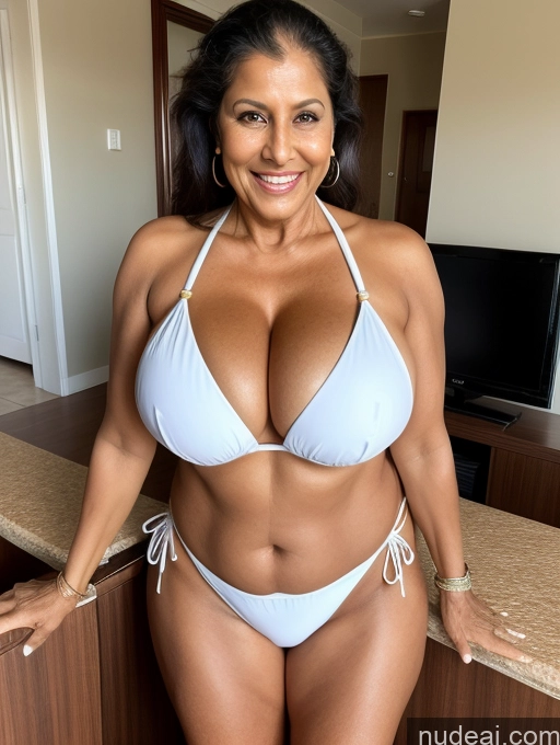 related ai porn images free for Milf One Busty Huge Boobs Thick Tanned Skin Front View Microkini Thong Laughing 70s Indian Maid