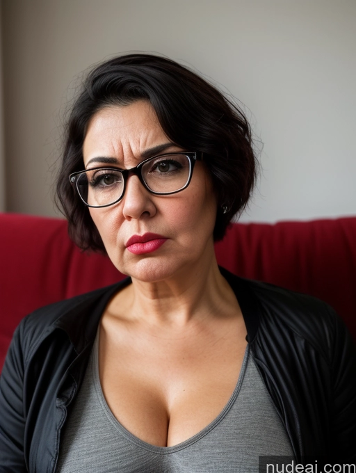 related ai porn images free for German Detailed Busty Short Big Ass Black Hair Jacket Big Hips Pixie 70s Shirt Chubby Pouting Lips Angry Couch Glasses Close-up View