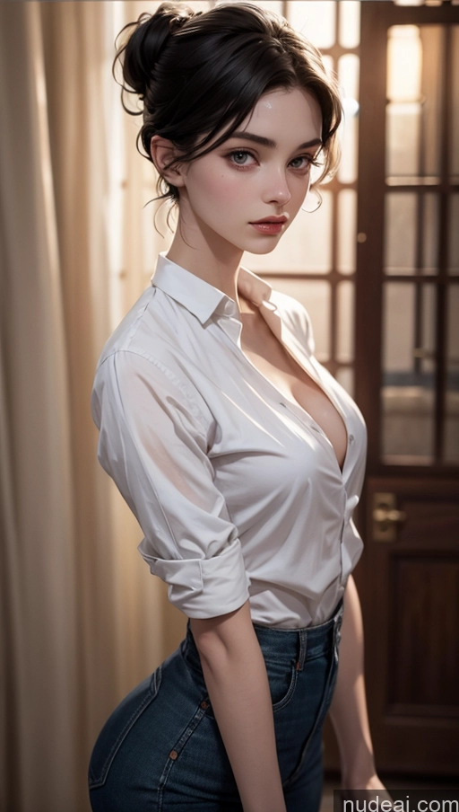 related ai porn images free for Black Hair Pixie Shirt Close-up View Small Tits 18 Skinny Fairer Skin White Dark Lighting Bright Lighting