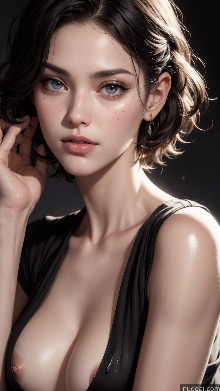related ai porn images free for Black Hair Pixie Shirt Close-up View Small Tits 18 Skinny Fairer Skin White Dark Lighting Cumshot