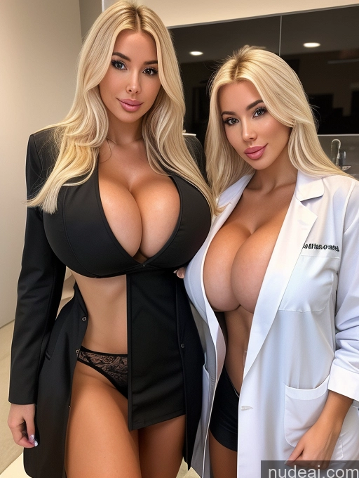 related ai porn images free for Two Huge Boobs Blonde Bimbo Front View Lab Coat Cleavage