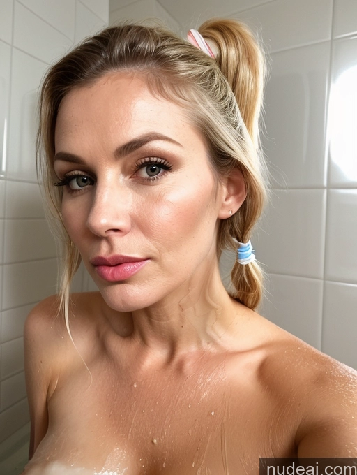 related ai porn images free for Milf One Small Tits Fairer Skin 40s Pouting Lips Sexy Face Blonde British Close-up View Nude Pigtails Shower