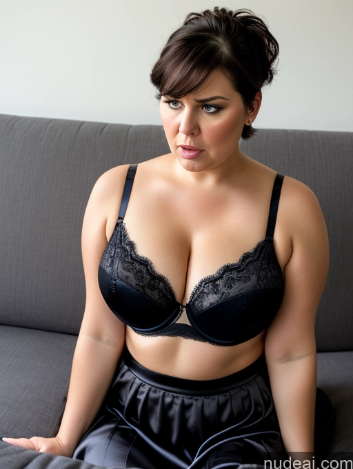 related ai porn images free for 50s Czech Short Busty Angry Black Hair Pixie Bra Detailed Chubby Big Hips Couch Close-up View Long Skirt Satin