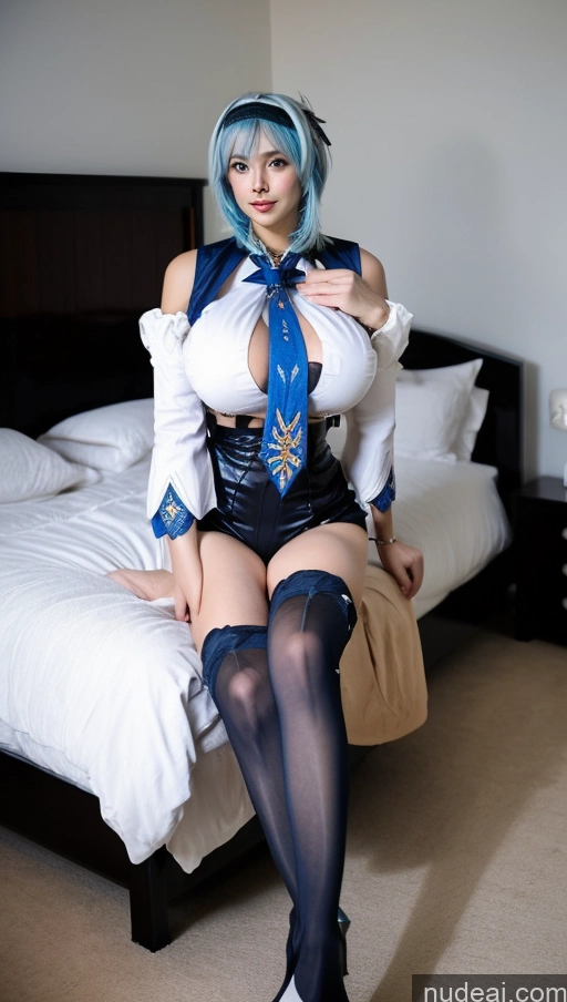 Woman Busty Huge Boobs Perfect Boobs Beautiful Skinny Long Legs Perfect Body Tall Fairer Skin Sexy Face Japanese 18 Bedroom Spreading Legs Anime Topless Blue Hair Short Hair Eula: Genshin Impact Cosplayers Nude