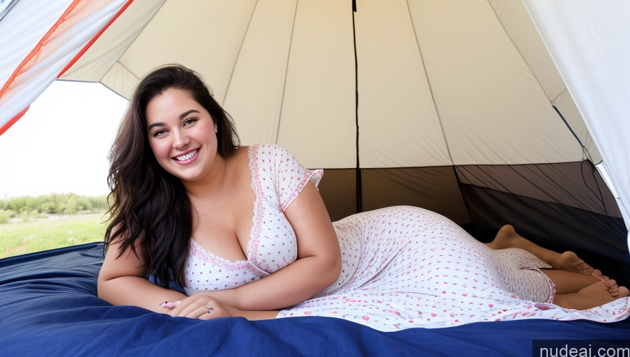 related ai porn images free for Woman One 18 Happy Chubby Long Hair White Tent Front View Nightgown Black Hair