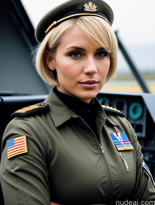 related ai porn images free for Woman Blonde Front View Perfect Body Bright Lighting Film Photo Military Pilot Short Hair Serious 30s Beautiful Russian