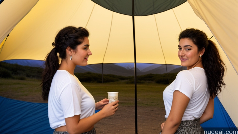 related ai porn images free for Woman Chubby 18 Black Hair Hair Bun Middle Eastern Tent Back View Casual Shirt One Bending Over Detailed Bright Lighting Micro Skirt