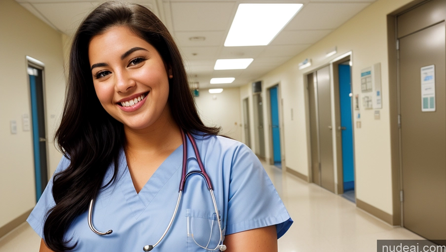 related ai porn images free for Woman One Chubby 18 Black Hair Middle Eastern Hospital Front View Happy Nurse Long Hair Simple Detailed