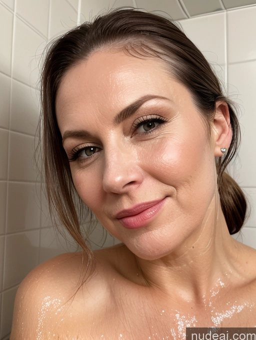 related ai porn images free for Milf One Fairer Skin 40s Pouting Lips Laughing Ponytail British Shower Close-up View Nude Brunette Busty Thick