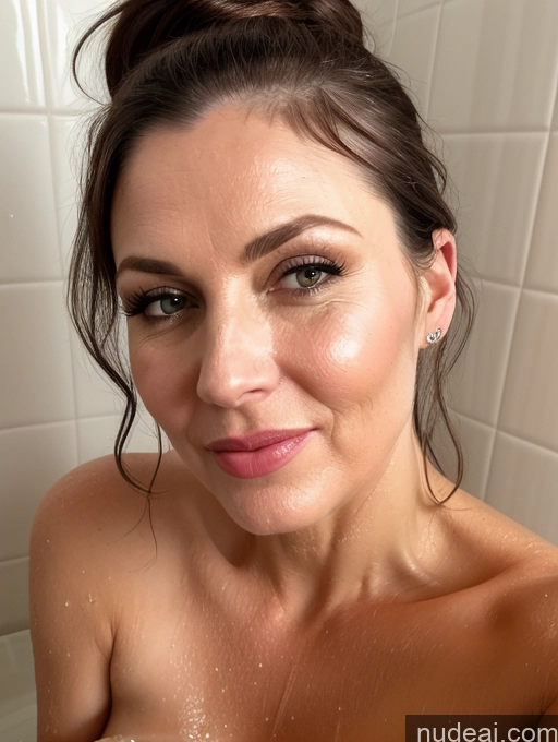 related ai porn images free for Milf One Fairer Skin 40s Pouting Lips Laughing Ponytail British Shower Close-up View Nude Brunette Busty Thick