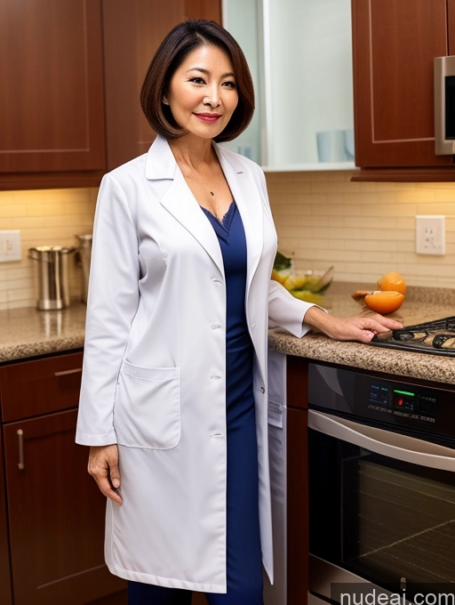 related ai porn images free for Milf Two Busty Perfect Boobs Beautiful Perfect Body 70s Bobcut Chinese Kitchen Bra Doctor Jacket Lab Coat Stylish Suit Cleavage Detailed Sexy Face