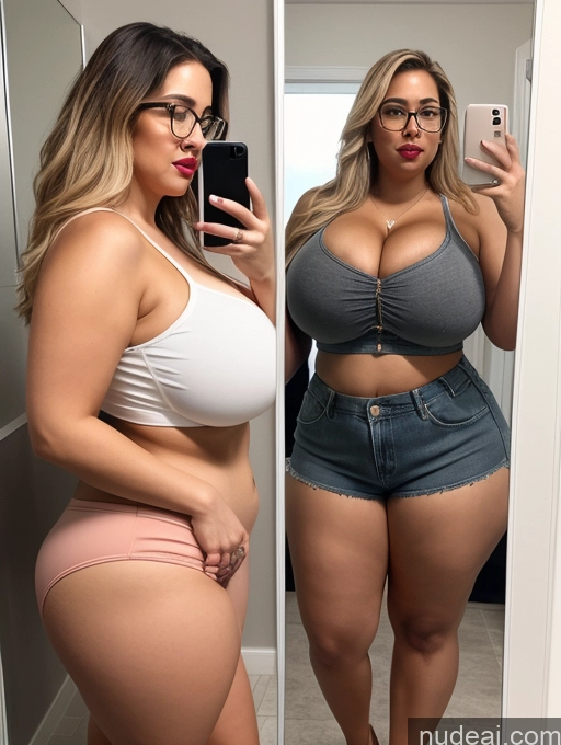 related ai porn images free for Busty Huge Boobs Beautiful Glasses Lipstick Thick Big Ass Chubby Fat Big Hips Short Sexy Face Blonde Latina Mirror Selfie Bathroom Long Hair Crop Top Short Shorts Woman