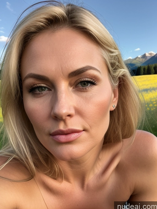 related ai porn images free for Milf One Small Tits Fairer Skin 40s Pouting Lips Seductive Blonde Ponytail Close-up View Nude Swedish Meadow