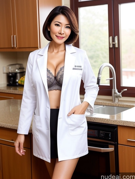 related ai porn images free for Milf Two Busty Perfect Boobs Beautiful Perfect Body 70s Bobcut Chinese Kitchen Bra Doctor Jacket Lab Coat Stylish Suit Cleavage Detailed Sexy Face