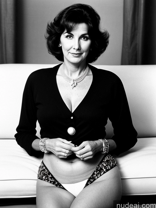 related ai porn images free for Milf Pubic Hair 50s Sexy Face Black Hair Messy Couch Front View Spreading Legs Detailed Pearl Jewelry Black And White 60s