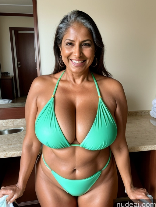 related ai porn images free for Milf One Busty Huge Boobs Thick Tanned Skin Front View Microkini Thong Laughing 60s Indian Maid