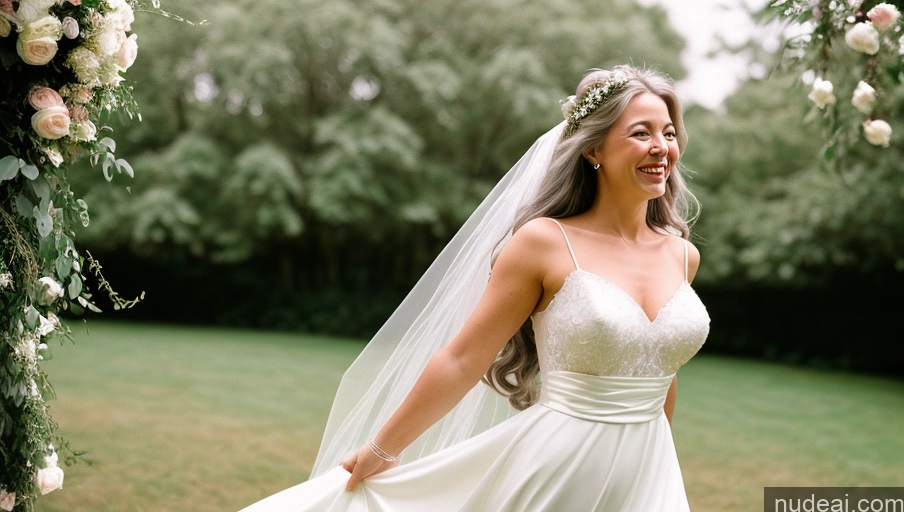 related ai porn images free for Woman Small Tits Small Ass Happy Long Hair Film Photo Front View Wedding Bright Lighting 60s White Hair