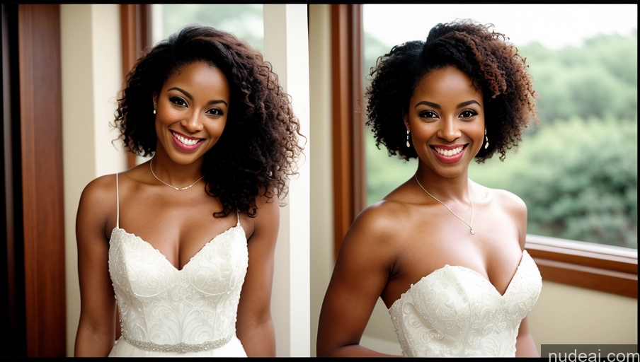 related ai porn images free for Small Tits Small Ass Happy Film Photo Front View Wedding Bright Lighting 30s Black Woman Curly Hair