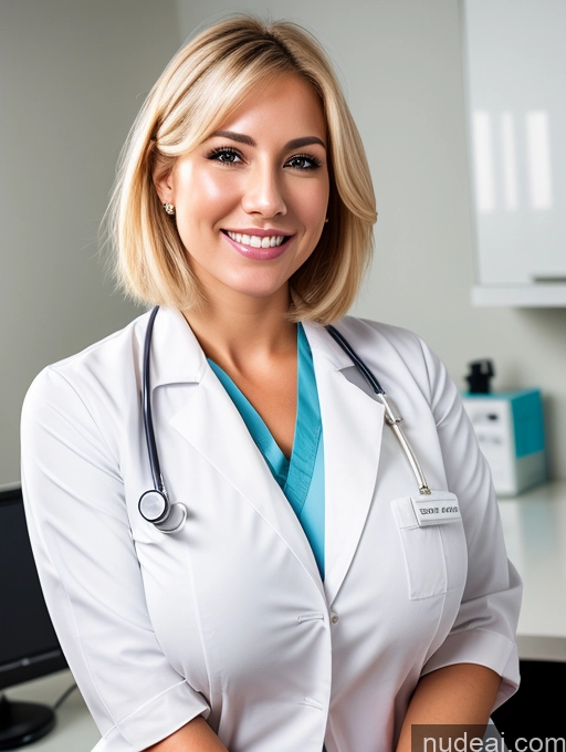 related ai porn images free for Busty Huge Boobs Happy Blonde Doctor Lab Coat Cleavage 30s Bobcut Cumshot