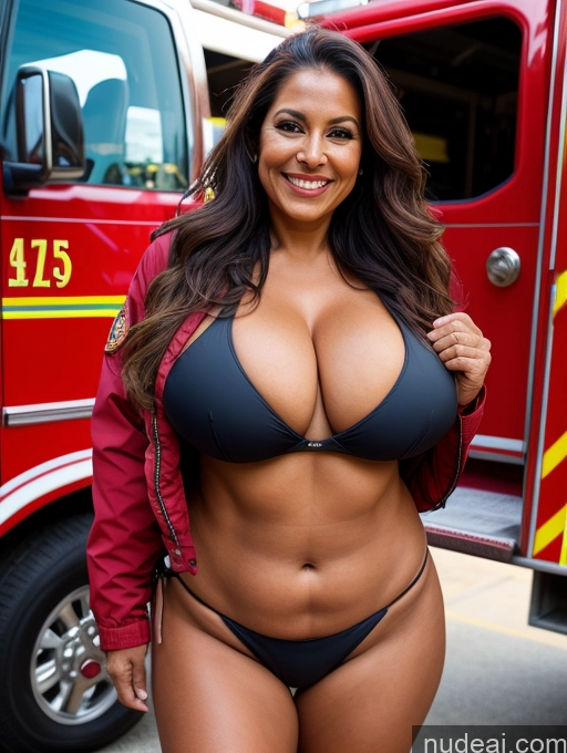 related ai porn images free for One Busty Huge Boobs Thick Tanned Skin Front View Microkini Thong Laughing Brazilian 70s Firefighter Parka Witch