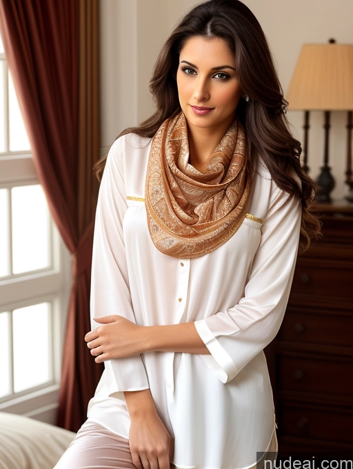 related ai porn images free for Woman One Perfect Body 20s Sexy Face Brunette Long Hair Indian Fairer Skin Soft + Warm Bedroom Front View Traditional Dark Lighting Seductive Blouse Shirt Tunic Stylish Salwar Scarf Pajamas