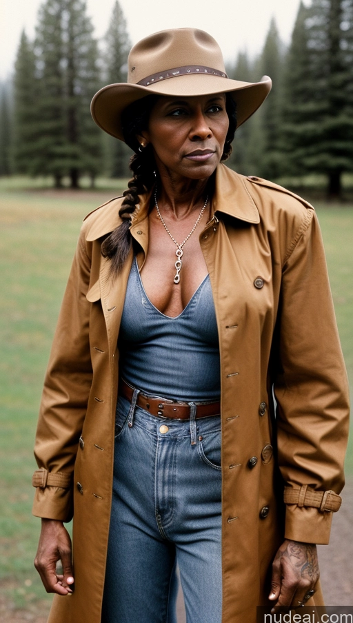 related ai porn images free for Muscular Abs Tattoos Dark Skin Milf Trench Coat Western Jeans Hat 50s Vintage Braided