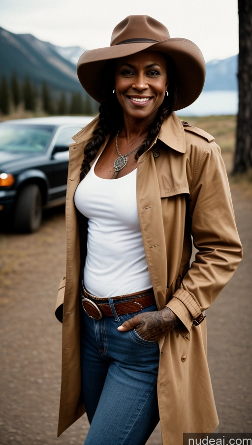 related ai porn images free for Muscular Abs Tattoos Dark Skin Milf Trench Coat Western Jeans Hat Vintage Braided Lumberjack 50s Laughing