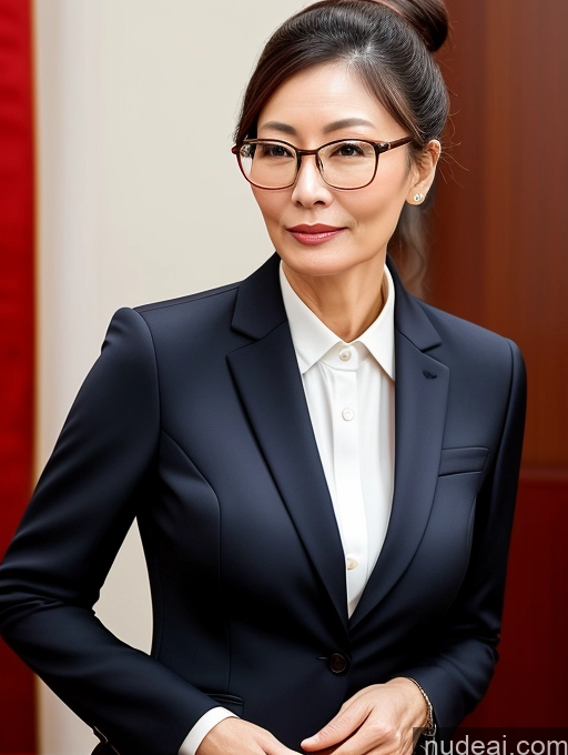 related ai porn images free for Milf Small Tits Glasses Beautiful Hair Bun Brunette Chinese 40s Suit