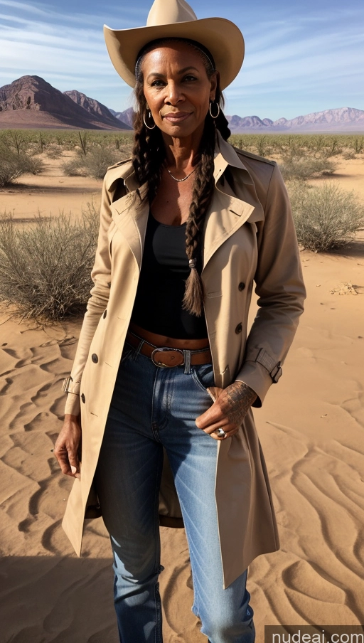related ai porn images free for Muscular Abs Dark Skin Milf Western Trench Coat Tattoos Thick Braided 60s Dark Lighting 60s Hat Jeans Traditional Desert Nilotic