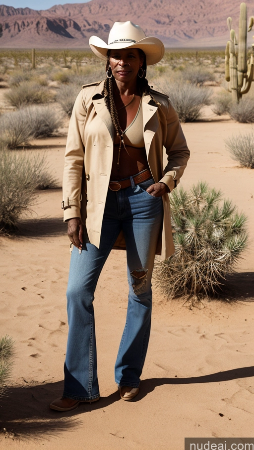 related ai porn images free for Muscular Abs Dark Skin Milf Western Trench Coat Tattoos Thick Braided Dark Lighting 60s Hat Jeans Desert Nilotic 50s