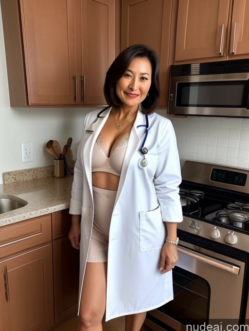 related ai porn images free for Milf Two Busty Perfect Boobs Beautiful Perfect Body 70s Bobcut Chinese Kitchen Bra Doctor Jacket Lab Coat Stylish Cleavage Detailed Sexy Face Nude