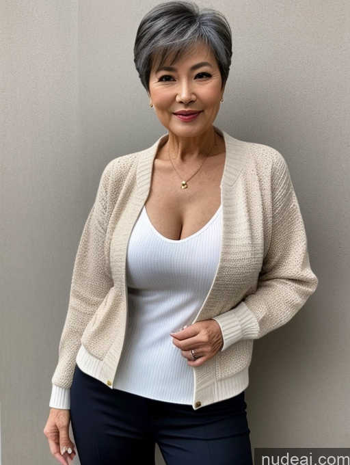 related ai porn images free for Milf Perfect Boobs Beautiful 70s Chinese Blouse Casual Jacket Professor Stylish Sweater Cleavage Detailed Sexy Face Pixie