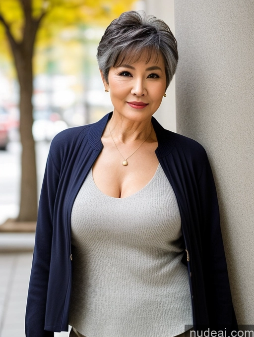 related ai porn images free for Milf Perfect Boobs Beautiful 70s Chinese Blouse Casual Jacket Professor Stylish Sweater Cleavage Detailed Sexy Face Pixie