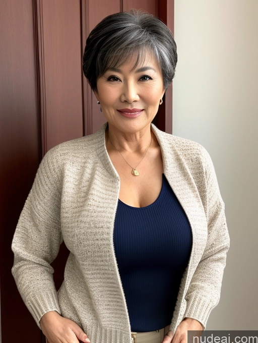 related ai porn images free for Milf Perfect Boobs Beautiful 70s Chinese Blouse Casual Jacket Professor Stylish Sweater Cleavage Detailed Sexy Face Pixie