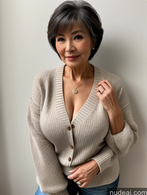 related ai porn images free for Milf Perfect Boobs Beautiful 70s Chinese Blouse Casual Jacket Professor Stylish Sweater Cleavage Detailed Sexy Face Pixie