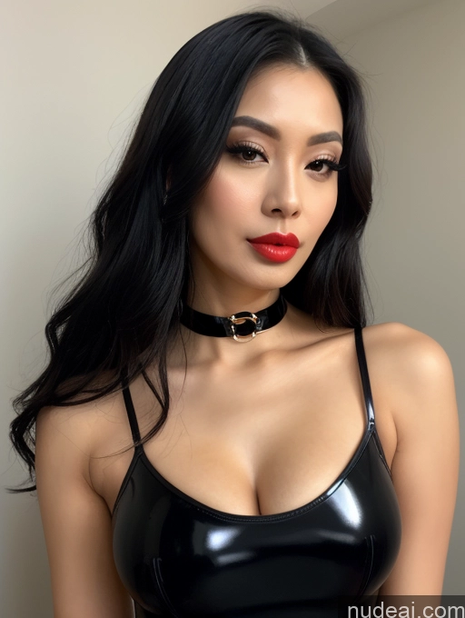 related ai porn images free for Beautiful Pouting Lips Front View Perfect Body Small Tits Black Hair Chinese Lipstick Choker 30s Dress Latex Cleavage Long Hair