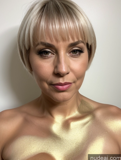 related ai porn images free for Perfect Body 70s Shocked Woman Busty White Hair Short Hair Front View Bodypaint Cleavage Gold Jewelry