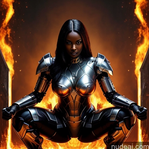 related ai porn images free for Hell Devil Diamond Jewelry Cyborg Perfect Boobs Perfect Body Happy Straight African Front View Squatting Sci-fi Armor