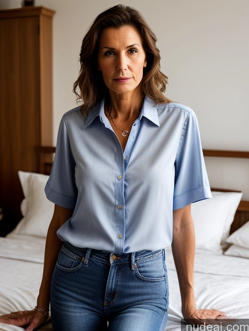related ai porn images free for Czech Short Brunette Serious Shocked Bedroom Blouse Shirt Jeans Detailed 70s
