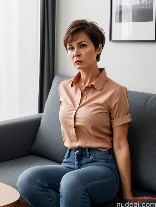 related ai porn images free for Czech Short Shirt Jeans Detailed Thick Couch 60s Angry Serious Short Hair Two Bending Over