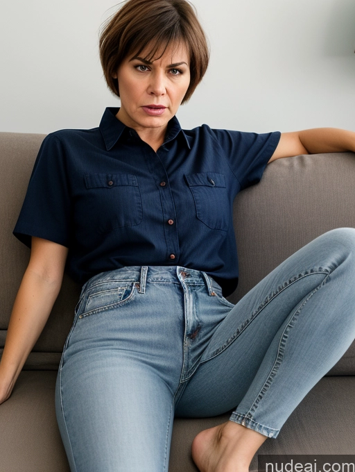 related ai porn images free for Czech Short Shirt Jeans Detailed Thick Couch 60s Angry Serious Short Hair Close-up View Spreading Legs
